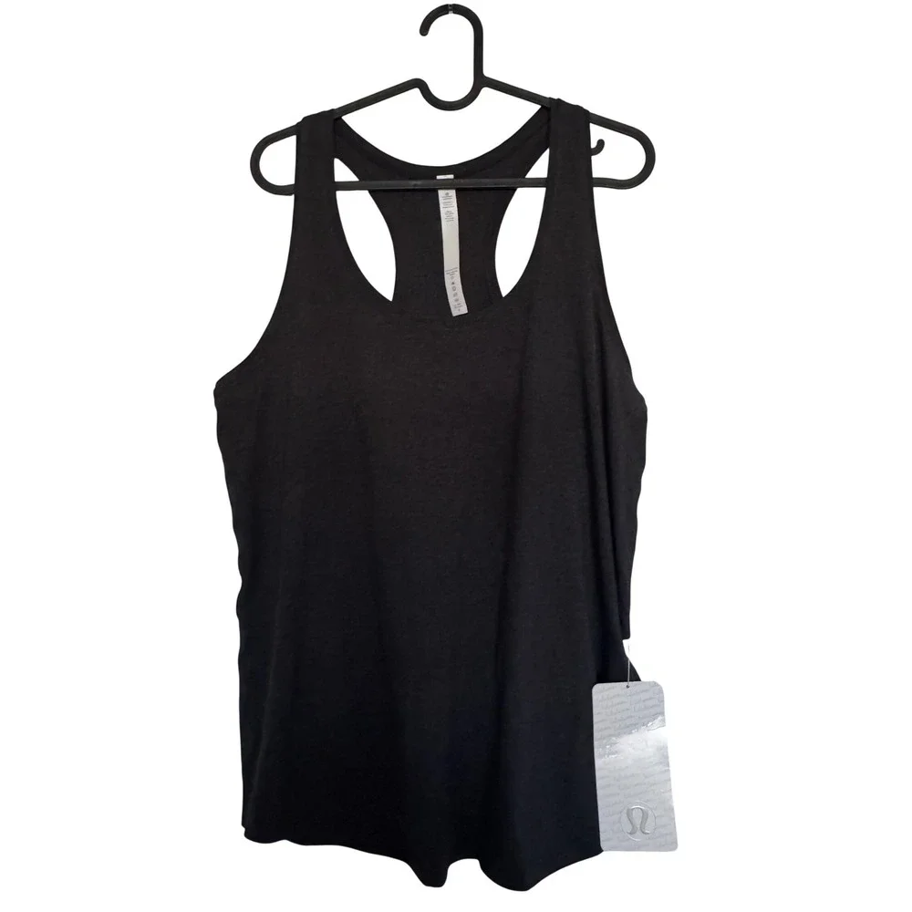 Lululemon Love Tank Heathered Black Racerback Pima Cotton Top LW1AW0S Size 10